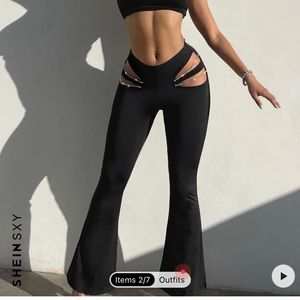 New in Bag Black Bell Bottoms w Cut Out & Chains